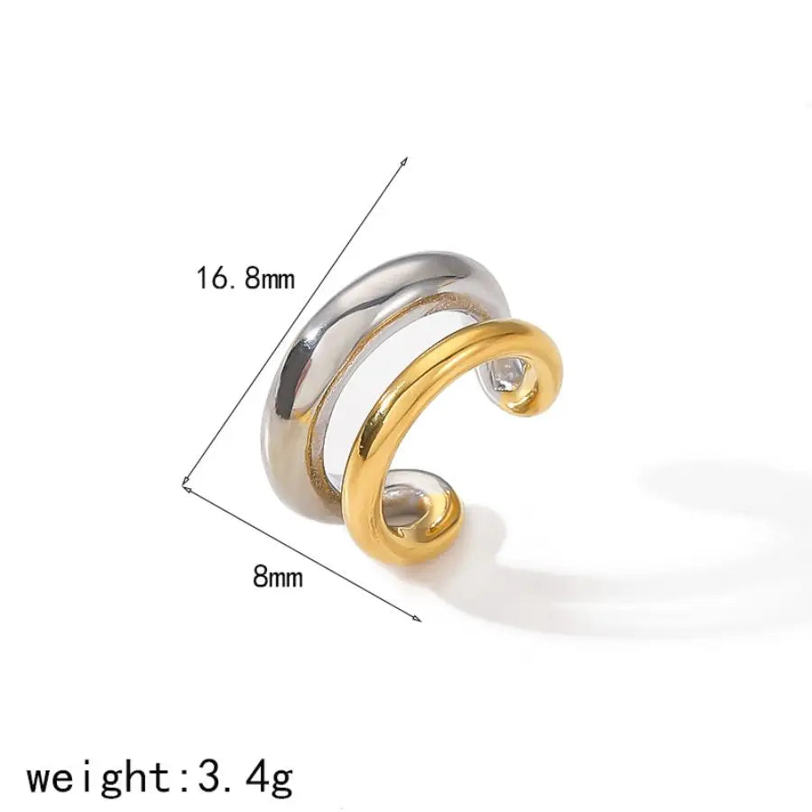 Venda quente 18k cor de ouro aço inoxidável multicamadas clipe de orelha à prova dwaterproof água metal único moda na moda presente feminino