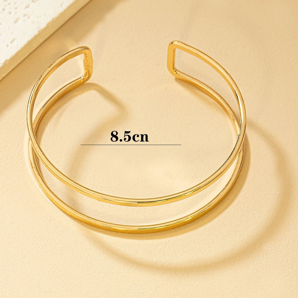 Vintage simples ajustável braço superior manguito pulseira brilhante banhado a ouro metal armlet para mulheres minimalista aberto braçadeira corpo jóias