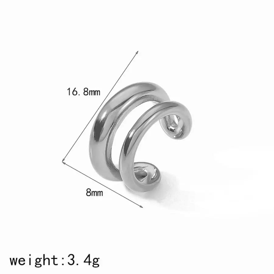 Venda quente 18k cor de ouro aço inoxidável multicamadas clipe de orelha à prova dwaterproof água metal único moda na moda presente feminino