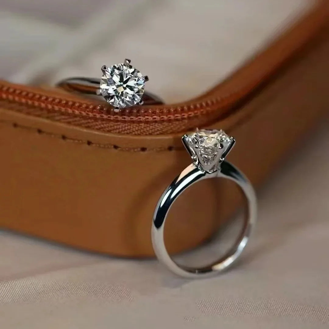 Anel solitário real 925 prata esterlina 1ct moissanite cz noivado anéis de banda de casamento para mulheres nupcial declaração festa jóias